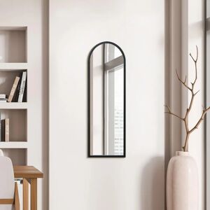 Mirroroutlet Large Black Metal Framed Arched Wall Mirror - 47" x 16" Mirroroutlet Large Black Metal Framed Arched Wall Mirror - 47" x 16"