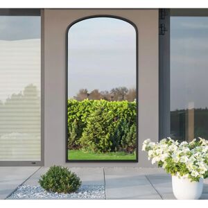 Black Metal Garden Mirror - 67"x33" Shallow Arched Frame - 170x85cm Black Metal Garden Mirror - 67"x33" Shallow Arched Frame - 170x85cm