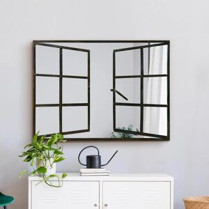 Mirroroutlet Black Rustic Window Effect Wall Mirror - 39" X 29" Mirroroutlet Black Rustic Window Effect Wall Mirror - 39" X 29"