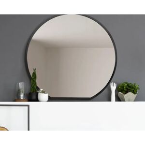 Mirroroutlet Black Flat Bottom Frame Round Wall Mirror - 105x100cm Mirroroutlet Black Flat Bottom Frame Round Wall Mirror - 105x100cm
