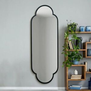Duplici Large Black Metal Framed Arched Wall Mirror - 67"X23" Duplici Large Black Metal Framed Arched Wall Mirror - 67"X23"