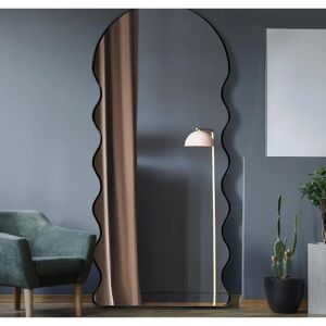 Mirror Outlet Black Metal Tray Frame Wavy Wall Mirror Arch Top - 71"x31" Mirror Outlet Black Metal Tray Frame Wavy Wall Mirror Arch Top - 71"x31"