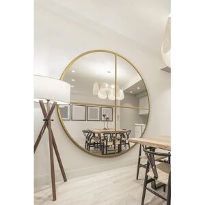 Mirroroutlet XL Gold Round Metal Window Leaner Wall Mirror - Wall Mirror Mirroroutlet XL Gold Round Metal Window Leaner Wall Mirror - Wall Mirror