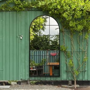 Fenarc Large Black Framed Arched Window Garden Mirror - 71" X 35" Fenarc Large Black Framed Arched Window Garden Mirror - 71" X 35"