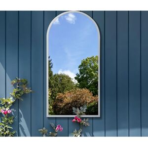 Arcus Large White Metal Arched Garden Mirror - 47"X23.5" Arcus Large White Metal Arched Garden Mirror - 47"X23.5"