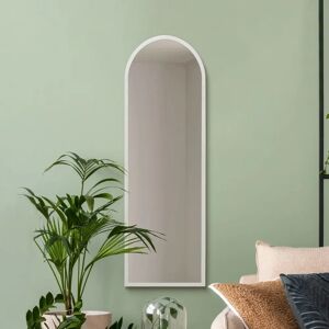 Mirroroutlet Arcus White Metal Frame Arched Wall Mirror - 47" x 16" Mirroroutlet Arcus White Metal Frame Arched Wall Mirror - 47" x 16"