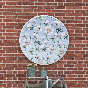 Typis Garden Mirror Large White Round Metal Flowers Décor 31" - Garden Mirror Typis Garden Mirror Large White Round Metal Flowers Décor 31" - Garden Mirror