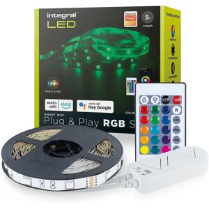 Integral RGB WiFi Smart LED Strip Kit - Led Tape RGB Colour Changing Kit Wifi Ip20 10mm X 5m Integral RGB WiFi Smart LED Strip Kit - Led Tape RGB Colour Changing Kit Wifi Ip20 10mm X 5m