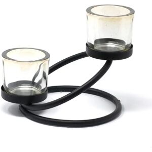 Iron Candle Holder with Glass - 2 Cup Double Step - Candle Holder Iron Candle Holder with Glass - 2 Cup Double Step - Candle Holder