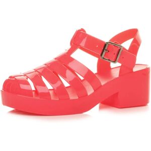 Ajvani Coral Watermelon Jelly Low Block Heel Sandals - Shoes Ajvani Coral Watermelon Jelly Low Block Heel Sandals - Shoes