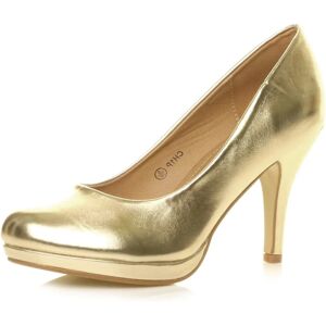 Ajvani Women's Metallic Gold Platform Pumps - Women's Mid High Heel Shoes Ajvani Women's Metallic Gold Platform Pumps - Women's Mid High Heel Shoes