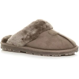 Ajvani Womens Mocha Faux Sheepskin Fur Lined Slip-on Slippers - Slippers Ajvani Womens Mocha Faux Sheepskin Fur Lined Slip-on Slippers - Slippers
