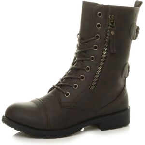 Ajvani Brown Low Heel Combat Boots - Boots Ajvani Brown Low Heel Combat Boots - Boots