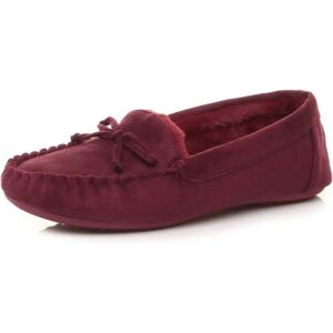 Ajvani Burgundy Faux Sheepskin Fur Moccasin Shoes - Shoes Ajvani Burgundy Faux Sheepskin Fur Moccasin Shoes - Shoes