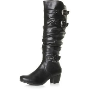 Ajvani Women's Mid Low Block Cuban Heel Buckle Western Slouch Knee Boots - Knee Boots Ajvani Women's Mid Low Block Cuban Heel Buckle Western Slouch Knee Boots - Knee Boots