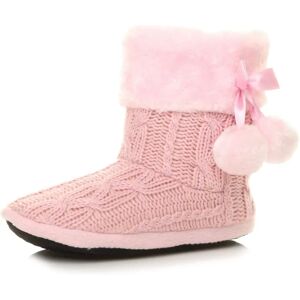 Ajvani Pink Winter Pom Pom Fur Lined Knitted Ankle Boots - Boots Ajvani Pink Winter Pom Pom Fur Lined Knitted Ankle Boots - Boots