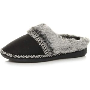 Ajvani Black Faux Fur Slip-on Slippers - Slippers Ajvani Black Faux Fur Slip-on Slippers - Slippers