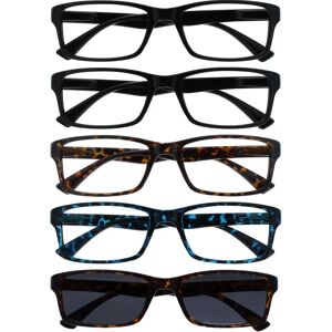 Opulize Brown, Blue, Black Reading Glasses - Unisex - 5 Pack Opulize Brown, Blue, Black Reading Glasses - Unisex - 5 Pack