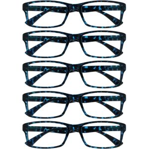 Opulize Blue Tortoise Reading Glasses - Unisex Style - 5 Pack Opulize Blue Tortoise Reading Glasses - Unisex Style - 5 Pack