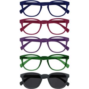 Opulize Pop 5 Pack Reading Glasses - Unisex Retro Blue Pink Purple Green Grey Opulize Pop 5 Pack Reading Glasses - Unisex Retro Blue Pink Purple Green Grey
