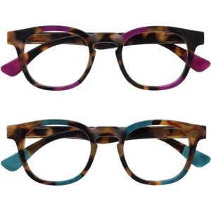 Opulize Ava Reading Glasses - 2 pcs, Purple, Turquoise - Unisex Opulize Ava Reading Glasses - 2 pcs, Purple, Turquoise - Unisex