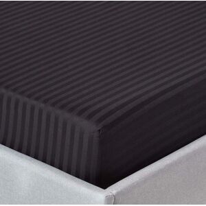 Homescapes Egyptian Cotton Satin Stripe Fitted Sheet - Double - Black - Bed Linen Homescapes Egyptian Cotton Satin Stripe Fitted Sheet - Double - Black - Bed Linen