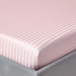 Homescapes Pink Egyptian Cotton Satin Stripe Fitted Sheet - Single - 330 TC Homescapes Pink Egyptian Cotton Satin Stripe Fitted Sheet - Single - 330 TC