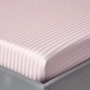 Homescapes Egyptian Cotton Satin Stripe Fitted Sheet - Small Double - Dusty Pink - 330 TC Homescapes Egyptian Cotton Satin Stripe Fitted Sheet - Small Double - Dusty Pink - 330 TC
