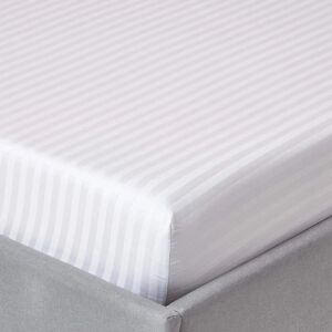 Homescapes White Egyptian Cotton Satin Stripe Fitted Sheet - Super King Homescapes White Egyptian Cotton Satin Stripe Fitted Sheet - Super King