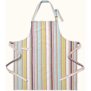 Homescapes Osaka Green Stripe Cotton Apron - Unisex Kitchen Accessory Homescapes Osaka Green Stripe Cotton Apron - Unisex Kitchen Accessory