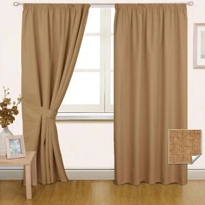 Homescapes Beige Thermal Pencil Pleat Blackout Curtain Pair - Curtains Homescapes Beige Thermal Pencil Pleat Blackout Curtain Pair - Curtains