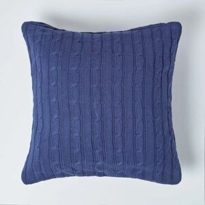 Homescapes Navy Cotton Cable Knit Cushion Cover - Cushion Cover Homescapes Navy Cotton Cable Knit Cushion Cover - Cushion Cover