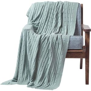 Homescapes Duck Egg Blue Cotton Cable Knit Throw - Throw Homescapes Duck Egg Blue Cotton Cable Knit Throw - Throw