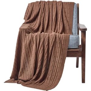 Homescapes Cotton Cable Knit Throw - Chocolate Homescapes Cotton Cable Knit Throw - Chocolate