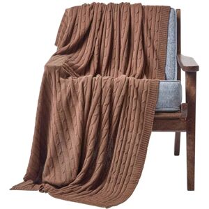 Homescapes Chocolate Cotton Cable Knit Throw - Throw Blanket Homescapes Chocolate Cotton Cable Knit Throw - Throw Blanket