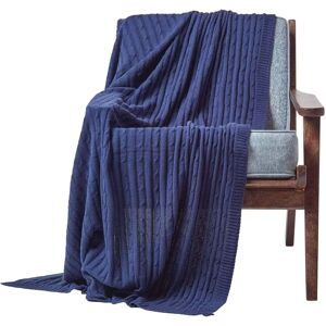 Homescapes Cotton Cable Knit Throw - Navy - 150x200cm Homescapes Cotton Cable Knit Throw - Navy - 150x200cm