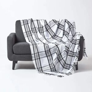 Homescapes White & Black Tartan Check Sofa and Bed Throw - Sofa and Bed Throw Homescapes White & Black Tartan Check Sofa and Bed Throw - Sofa and Bed Throw