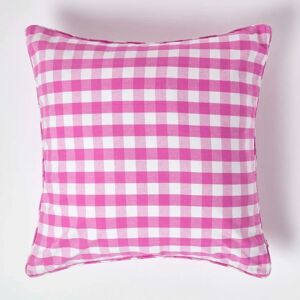 Homescapes Pink Cotton Block Check Cushion Cover - Cushion Cover Homescapes Pink Cotton Block Check Cushion Cover - Cushion Cover