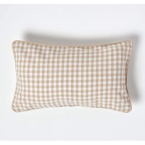 Homescapes Cotton Gingham Check Beige Cushion Cover - Cushion Cover Homescapes Cotton Gingham Check Beige Cushion Cover - Cushion Cover