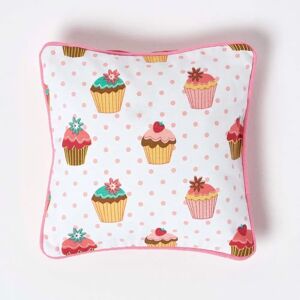Homescapes Cotton Cup Cakes Cushion Cover - pink Homescapes Cotton Cup Cakes Cushion Cover - pink
