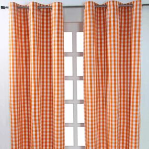 Homescapes Cotton Orange Gingham Eyelet Curtains - Curtain Type Homescapes Cotton Orange Gingham Eyelet Curtains - Curtain Type