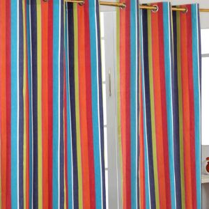 Homescapes Multi Stripes Cotton Curtain Pair - Window Treatment Homescapes Multi Stripes Cotton Curtain Pair - Window Treatment