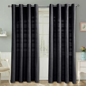 Homescapes Black Cotton Ribbed Curtain Pair - Curtain Homescapes Black Cotton Ribbed Curtain Pair - Curtain