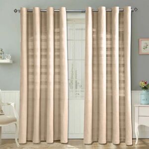 Homescapes Cotton Rajput Ribbed Curtain Natural - Curtain Homescapes Cotton Rajput Ribbed Curtain Natural - Curtain