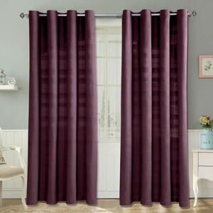 Homescapes Purple Ribbed Cotton Curtains - 117cm x 228cm Homescapes Purple Ribbed Cotton Curtains - 117cm x 228cm