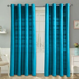 Homescapes Teal Cotton Ribbed Curtain Pair - Curtains Homescapes Teal Cotton Ribbed Curtain Pair - Curtains