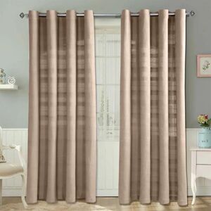 Homescapes Beige Cotton Ribbed Curtain Pair - Window Decor Homescapes Beige Cotton Ribbed Curtain Pair - Window Decor