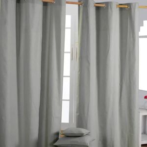 Homescapes Grey Cotton Eyelet Curtains - 137x228cm - Curtains Homescapes Grey Cotton Eyelet Curtains - 137x228cm - Curtains