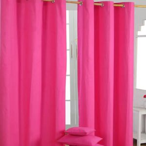 Homescapes Bright Pink Cotton Eyelet Curtain Pair - Curtain Homescapes Bright Pink Cotton Eyelet Curtain Pair - Curtain