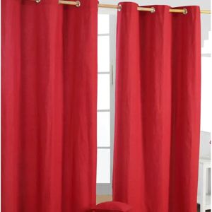 Homescapes Red Cotton Eyelet Curtain Pair - Curtains Homescapes Red Cotton Eyelet Curtain Pair - Curtains